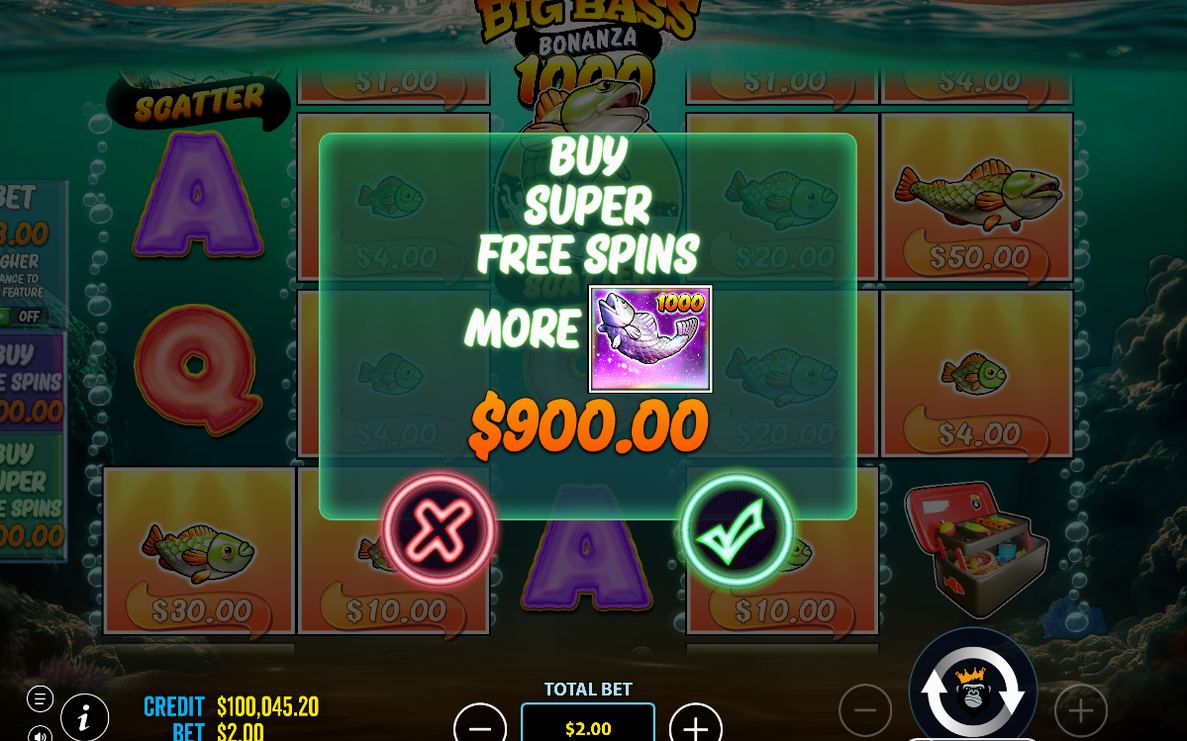 Free spins with WILD Fisherman active on all five reels