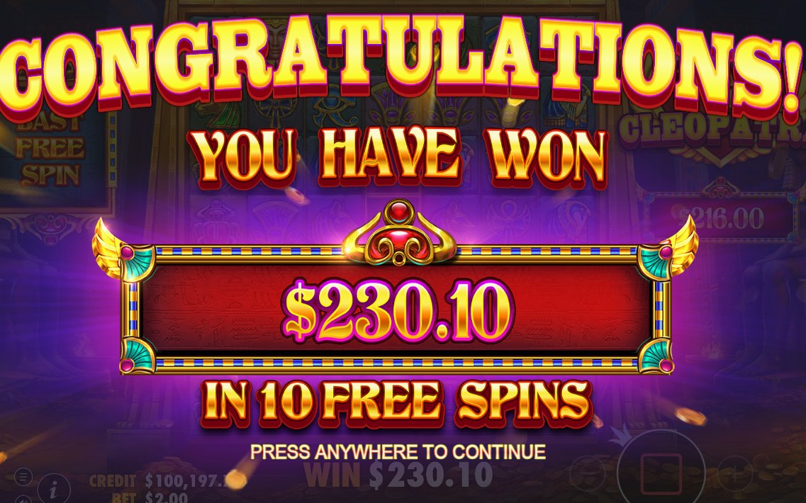 Win screen once the tumble sequence finishes