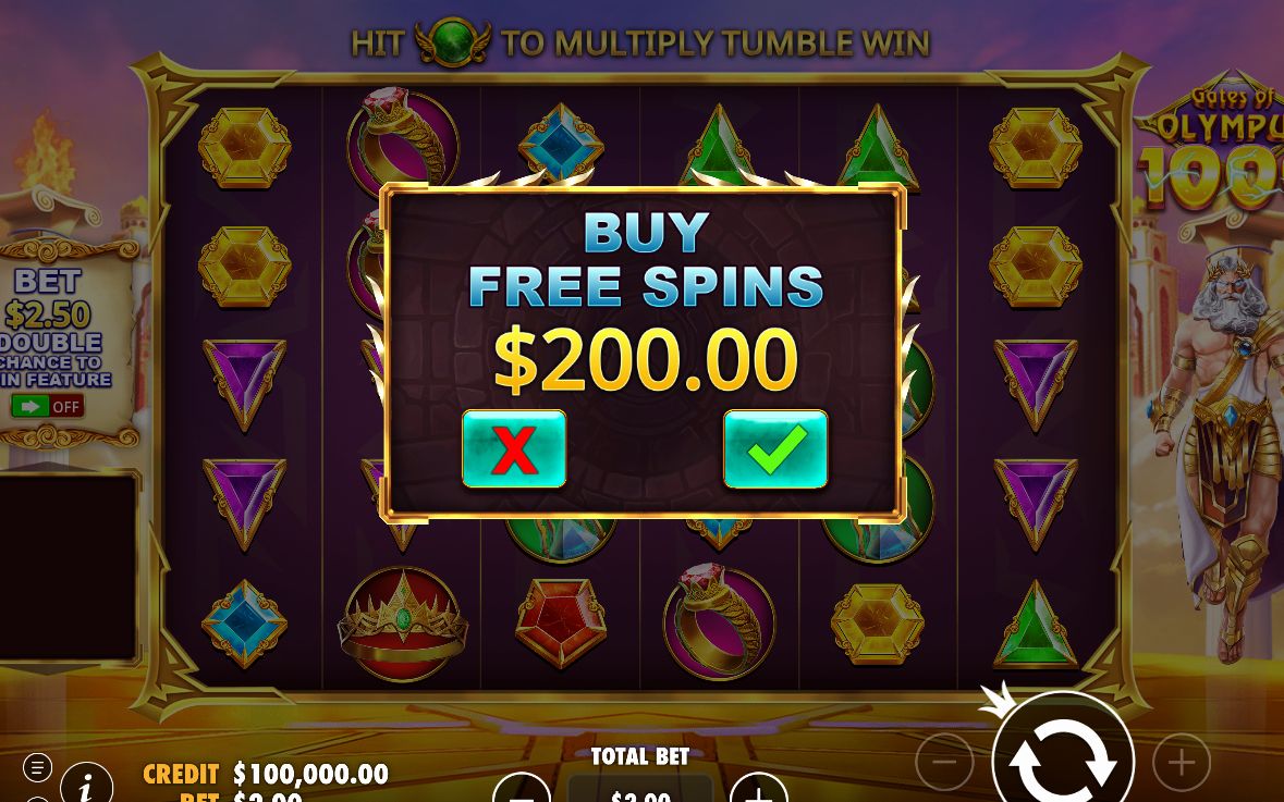 Bonus screen showing the special reels in play
